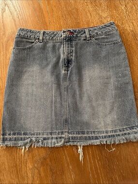 Tommy Hilfiger Y2K Denim Frayed Hem Skirt - Light Blue